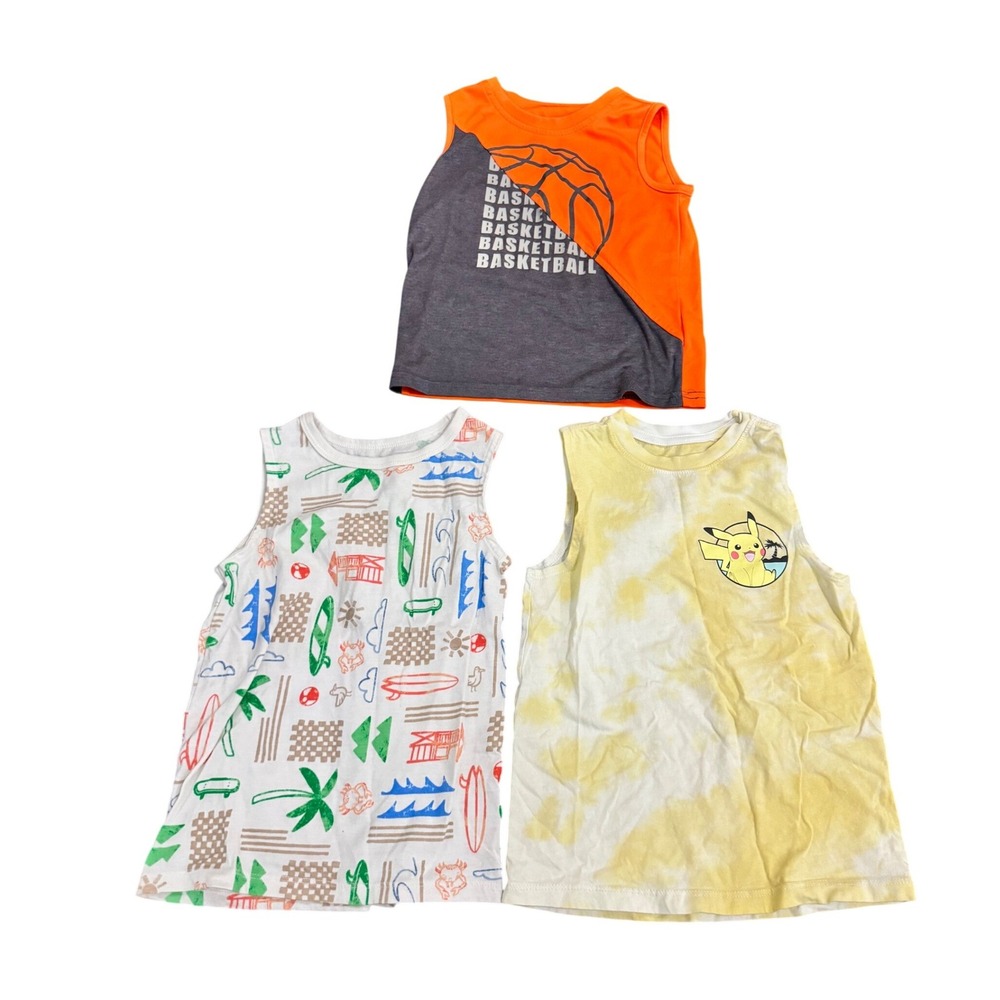 Boys Tank Top Lot Size 5T Athletic Works Cat Jack Pokemon Summer‎ Bundle